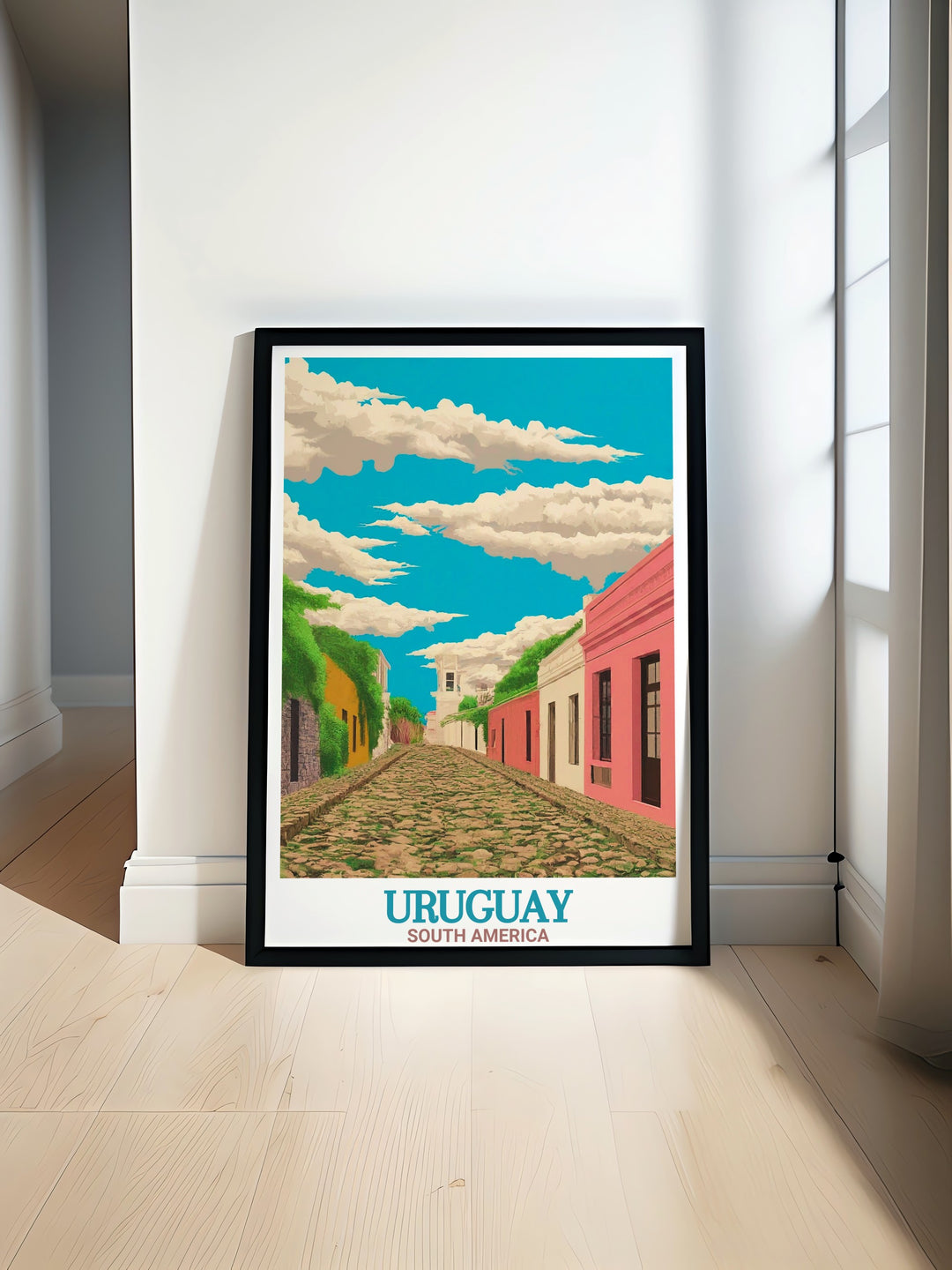 Montevideo poster showcasing the vibrant culture and historic charm of Uruguay Colonia del Sacramento Historic Quarter print adding elegance to any room with its unique blend of architectural styles and stunning views of the historic site.