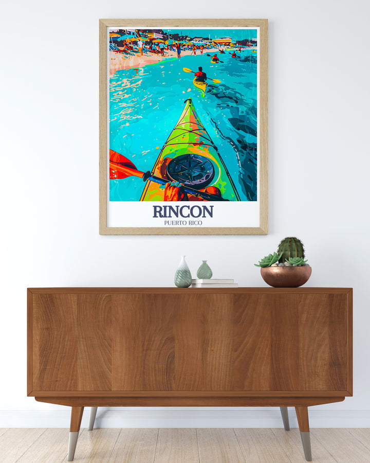 Beautiful Costa Rica wall art showcasing Rincon de la Viejas volcanic landscape and the unique glow of Mosquito Bay. This travel poster is ideal for those who appreciate the wonders of nature, bringing a touch of adventure and serenity into your home.