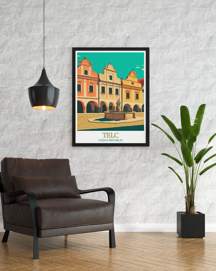 Immerse yourself in the beauty of Telč with this Zacharias of Hradec Square decor print. The detailed artwork highlights the iconic architecture of this Czech Republic town, making it a must have for history enthusiasts and art collectors. This print offers a unique way to celebrate the scenic beauty of Telč