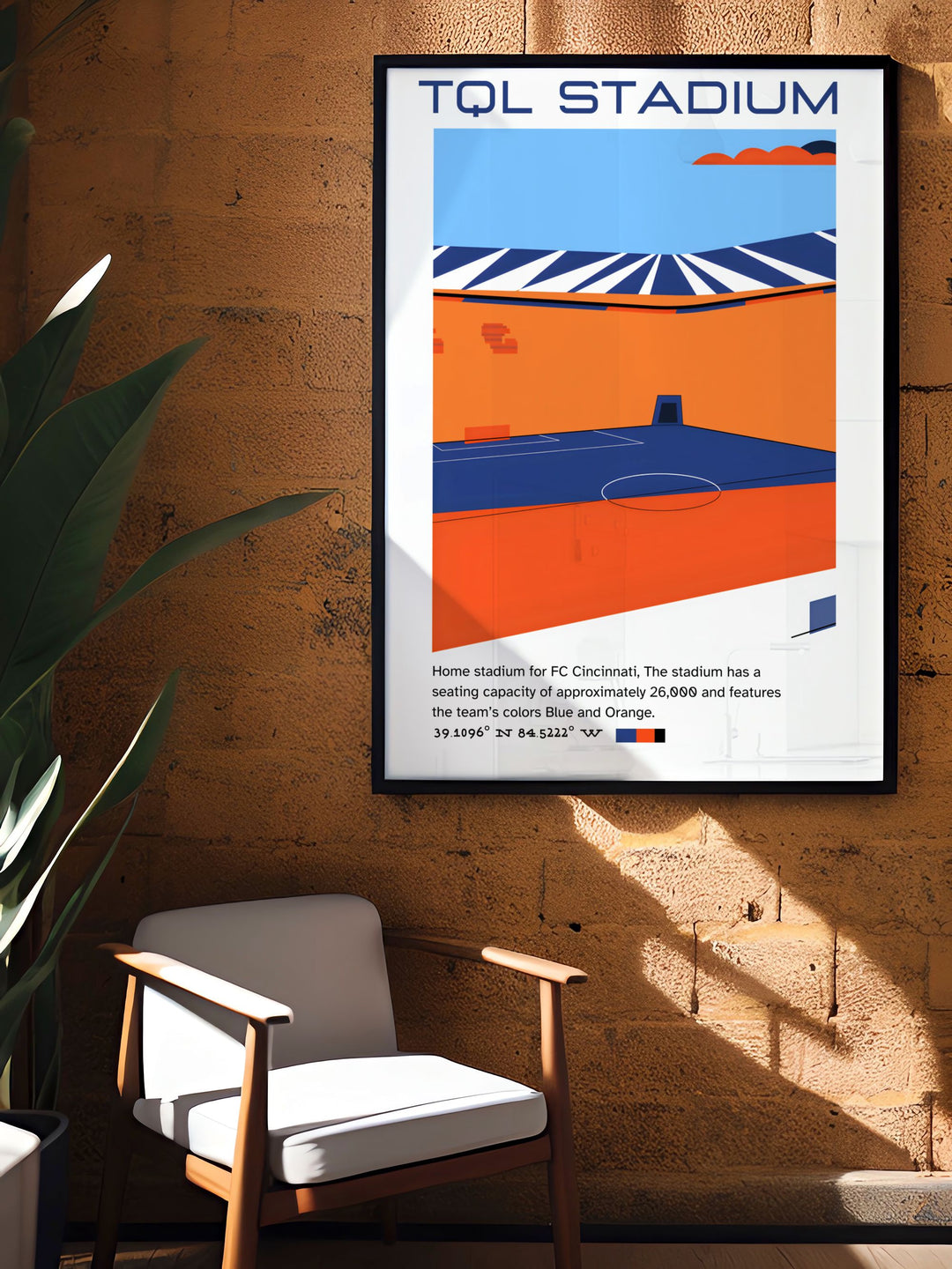 Add a touch of soccer flair to your home with this vibrant FC Cincinnati print featuring TQL Stadium and the energetic play of Luciano Acosta and Brenner an ideal gift for any soccer enthusiast.