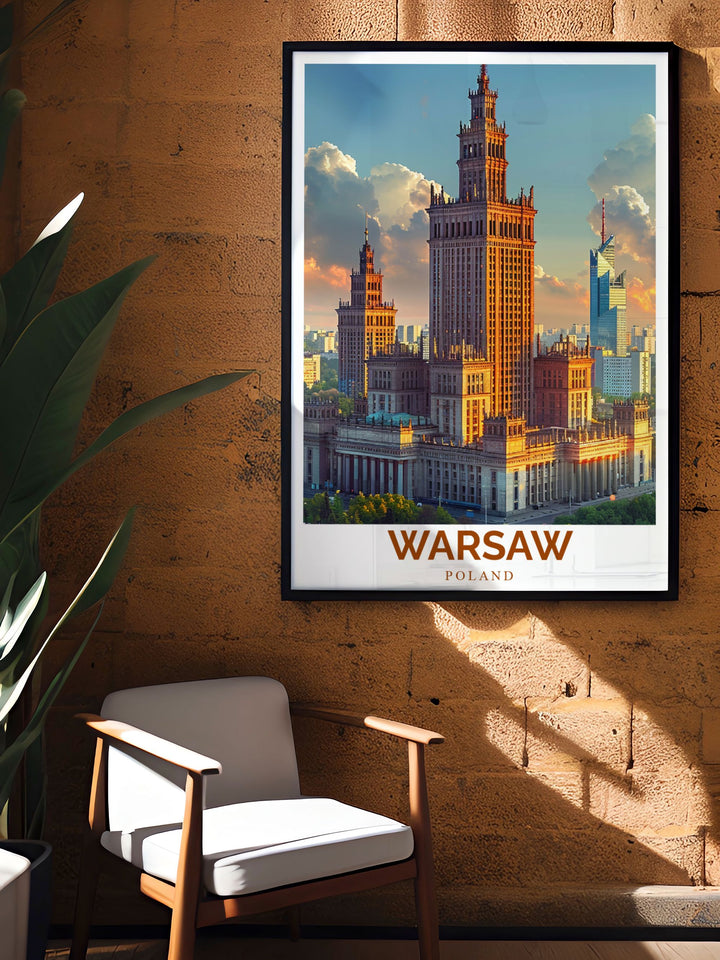 Palace of Culture and Science stunning living room decor artwork brings a timeless piece of Warsaw Polish decor into your home offering a modern print that showcases the grandeur of one of Warsaws most recognizable buildings in stunning detail.