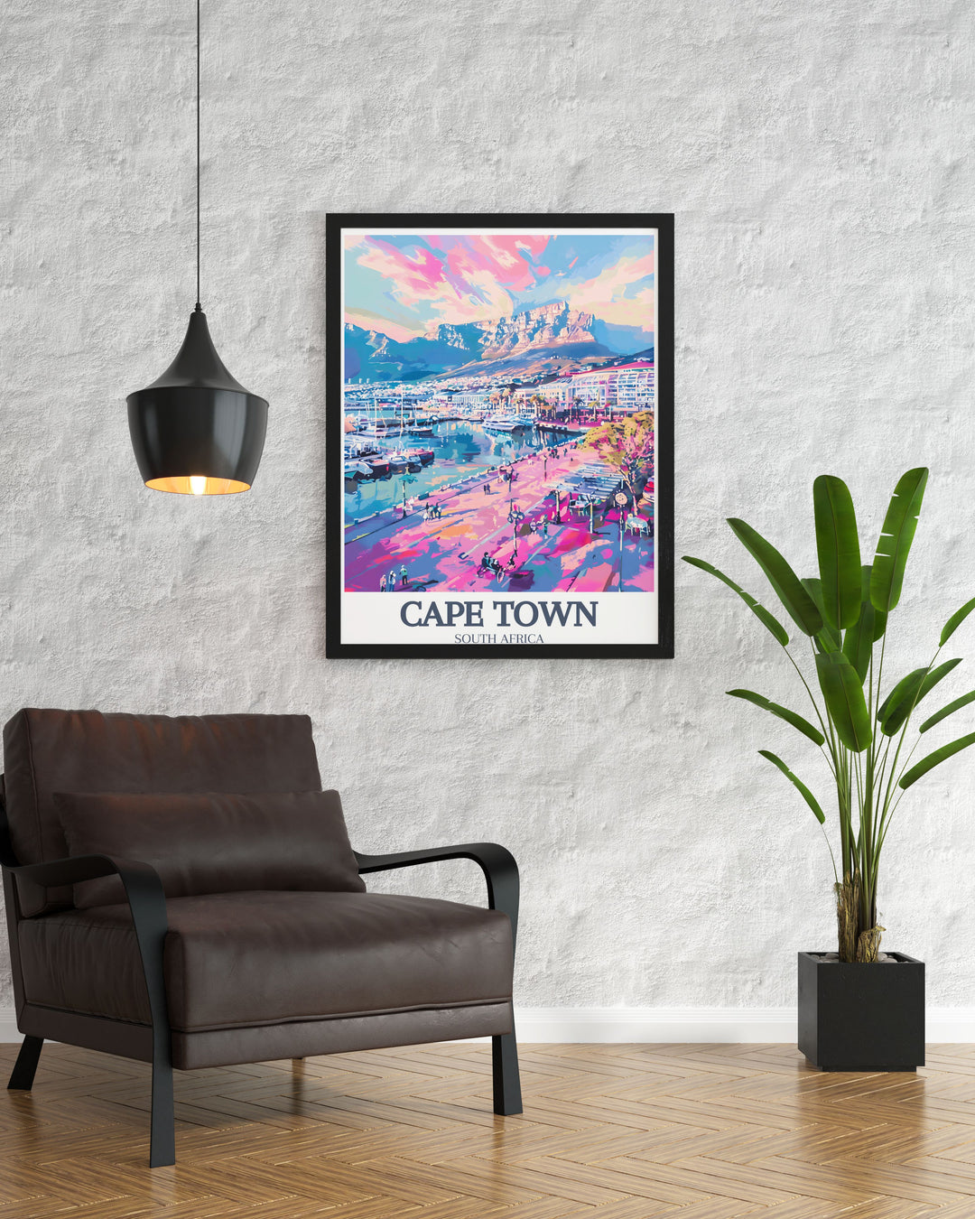 Beautiful South Africa wall decor showcasing the iconic Table Mountain and Cape of Good Hope. This Cape Town poster is perfect for enhancing your living space with the natural beauty of South Africas landscapes. Ideal for travel and art lovers alike.