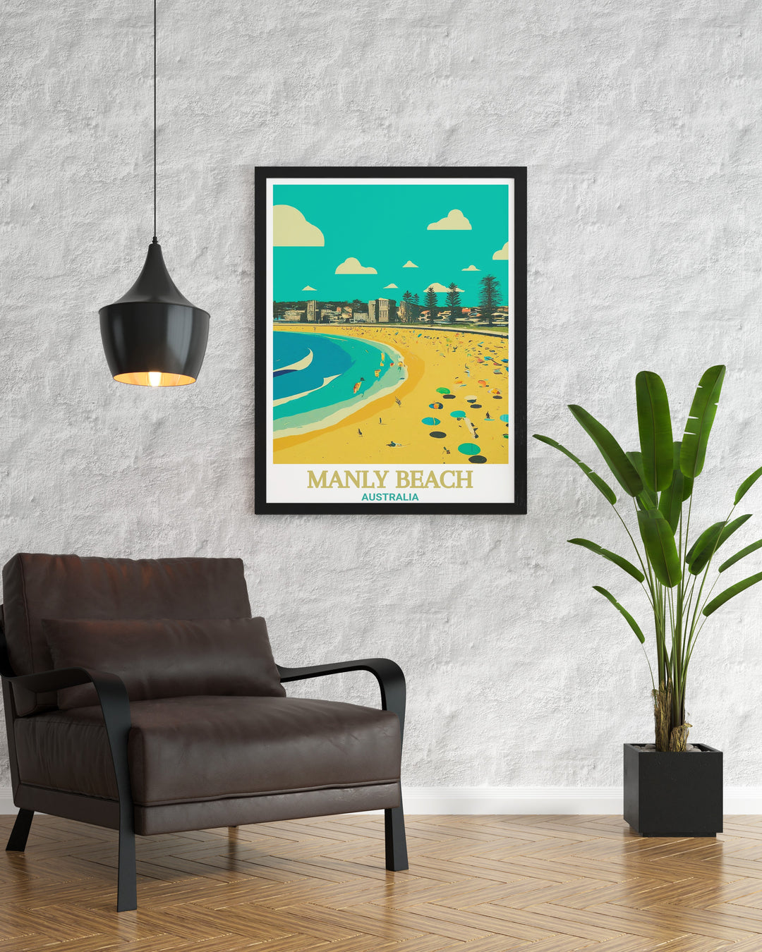 This Manly Beach Travel Print beautifully captures the serene coastal vibe of Australias iconic beach. Featuring fine line art and a minimalist city color palette, this poster is perfect for decorating a beach house or adding a coastal touch to any room.