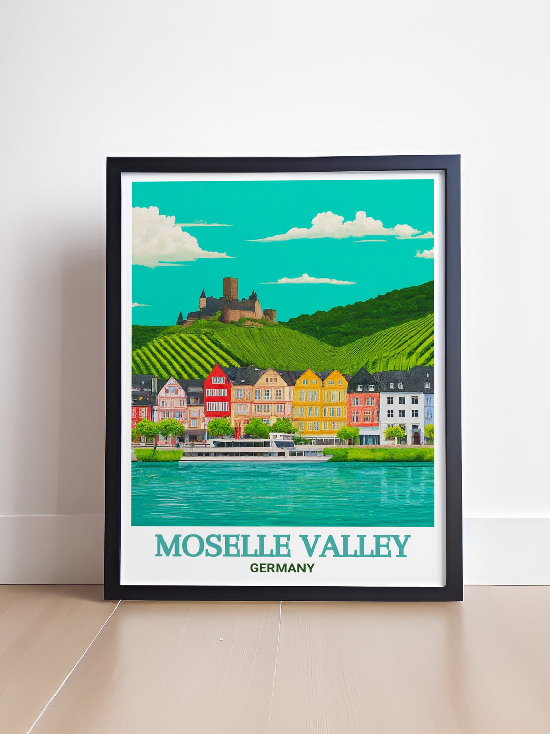 Bernkastel Kues framed print from Moselle Valley perfect for adding a touch of European charm to your Germany wall art collection. This artwork is an ideal gift for those who love travel or want to bring a piece of Germany into their home.