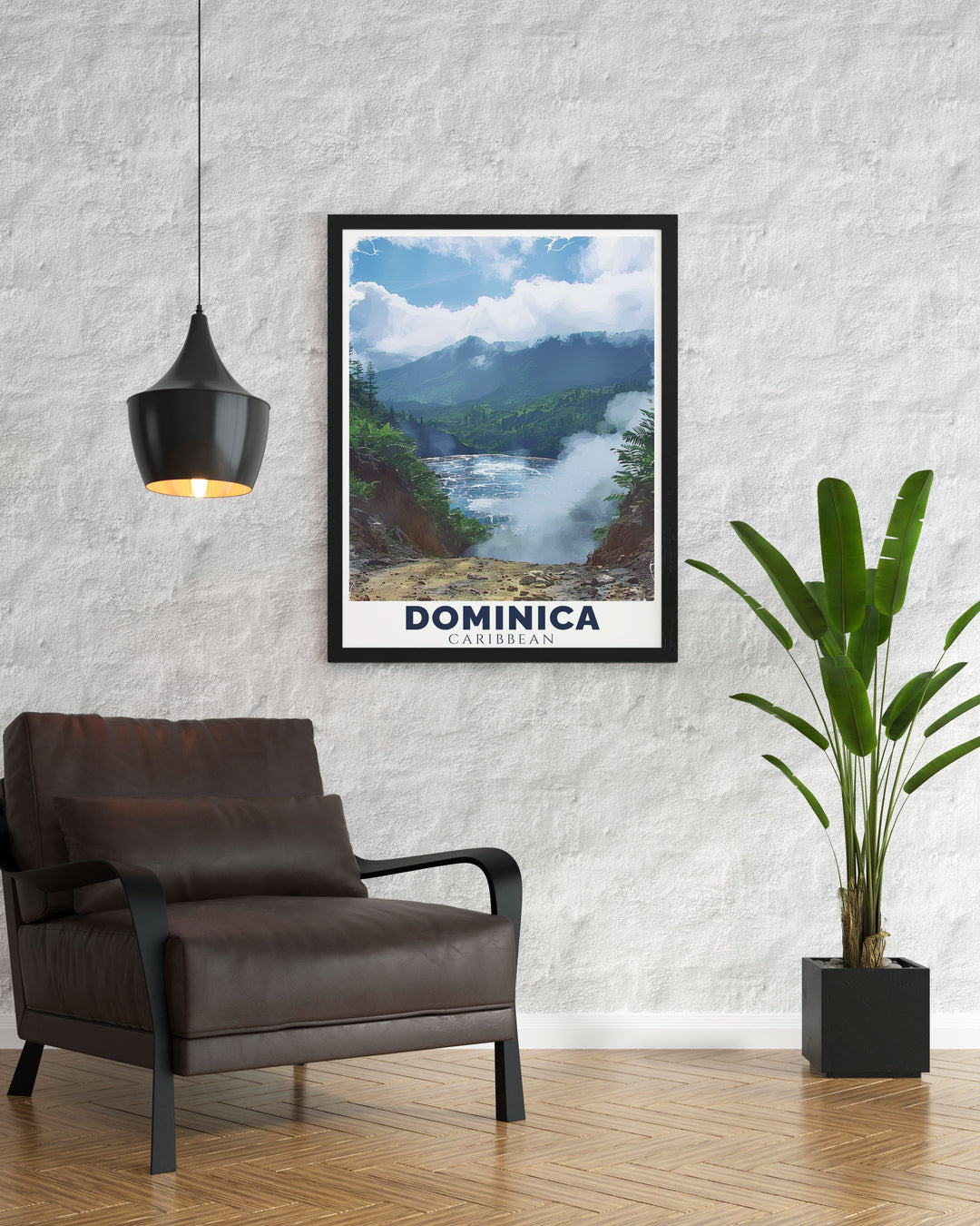 Boiling Lake Travel Print featuring the stunning natural beauty of Dominicas iconic boiling waters a captivating addition to any living space ideal as a travel gift or unique wall art for lovers of the Caribbean