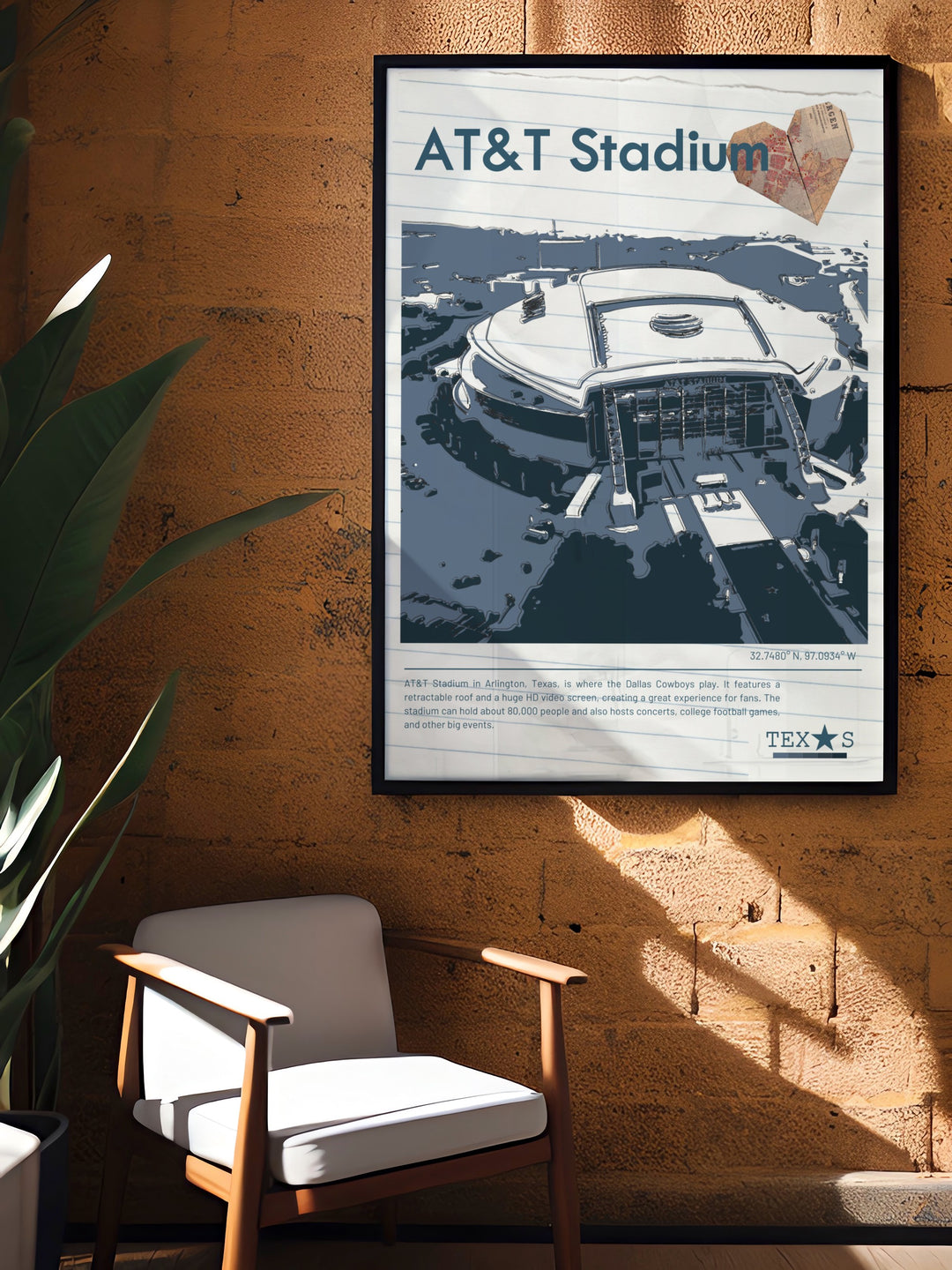 Texas Rangers Print Cowboys Print and Mavericks Print showcasing AT and T Stadium Globe Life Field and American Airlines Center ideal for Fathers Day gifts and sports fans