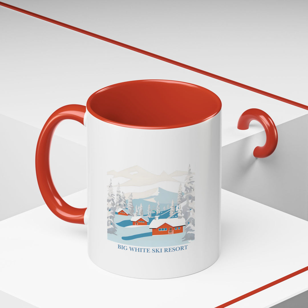 A stylish Big White Ski Resort mug featuring a detailed design of the slopes and snow-capped mountains. Ideal for coffee lovers, this durable mug is perfect for use at home or in the office. Dishwasher and microwave safe for convenience.