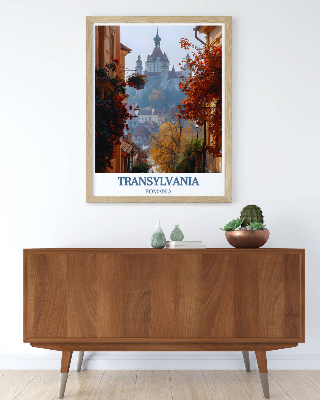 Modern wall decor featuring the iconic Sighișoara Citadel, blending historical elements with contemporary design to create a stunning piece that elevates any living space.