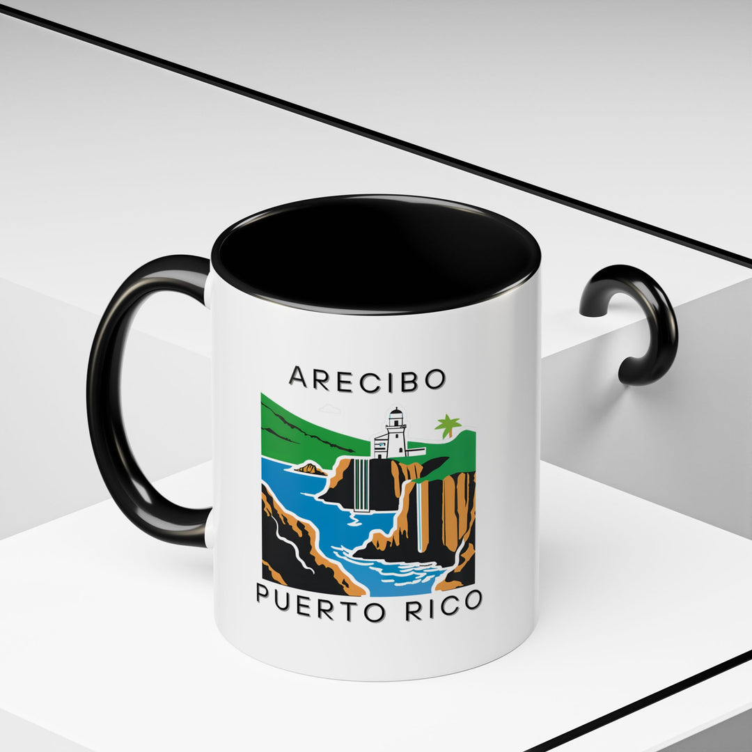 Enjoy the beauty of Arecibo Puerto Rico with this artistic mug, showcasing the region's breathtaking scenery and landmarks. Dishwasher safe, this mug is perfect for those who appreciate the culture and natural wonders of Puerto Rico.