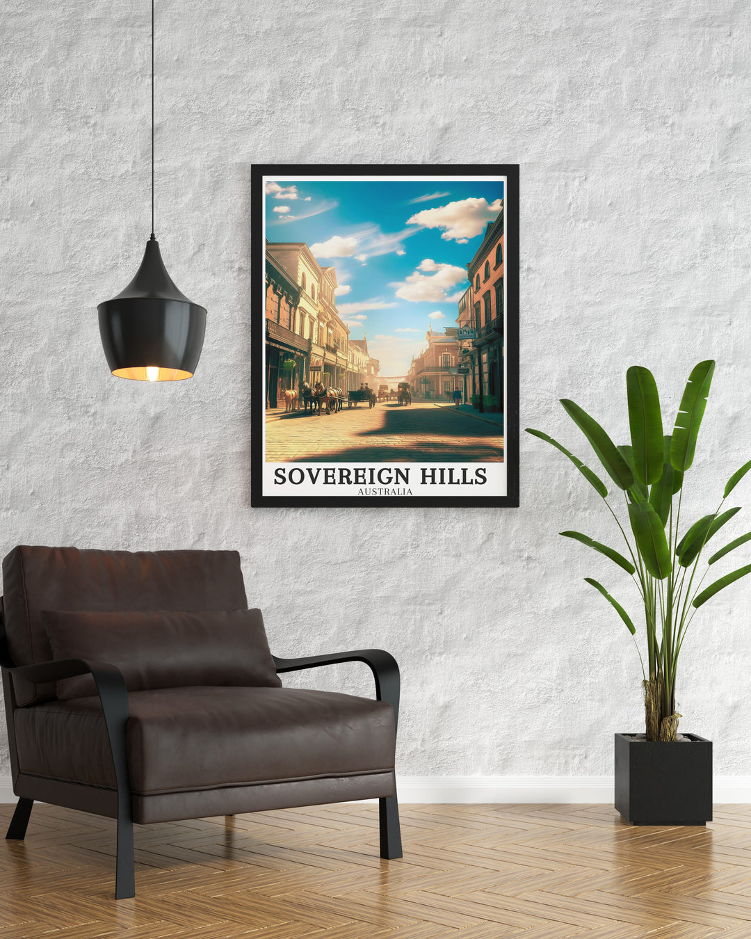 Striking Ballarat canvas art depicting the lively Main Street of Sovereign Hill, a testament to Victorias rich gold rush history, ideal for New Zealand art enthusiasts and collectors