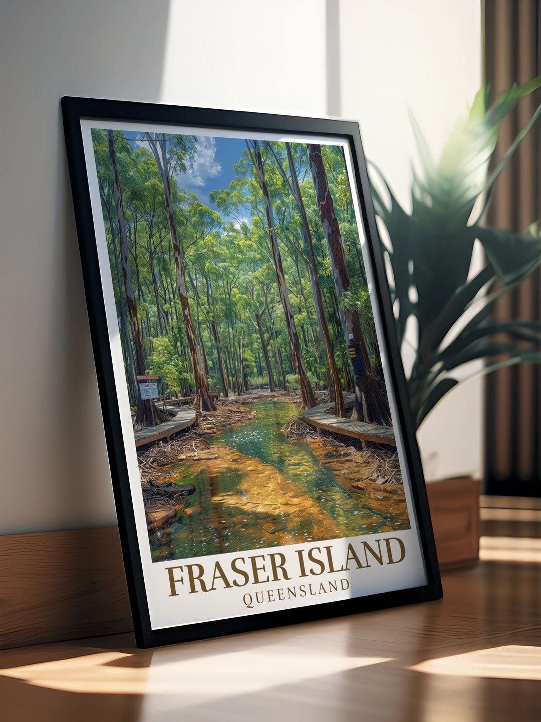 Fraser Island and Central Station Rainforest Wall Art beautifully showcase the natural diversity of Queenslands iconic locations. The vintage style prints capture the tranquil atmosphere of Fraser Island Beach and the towering trees of the rainforest.