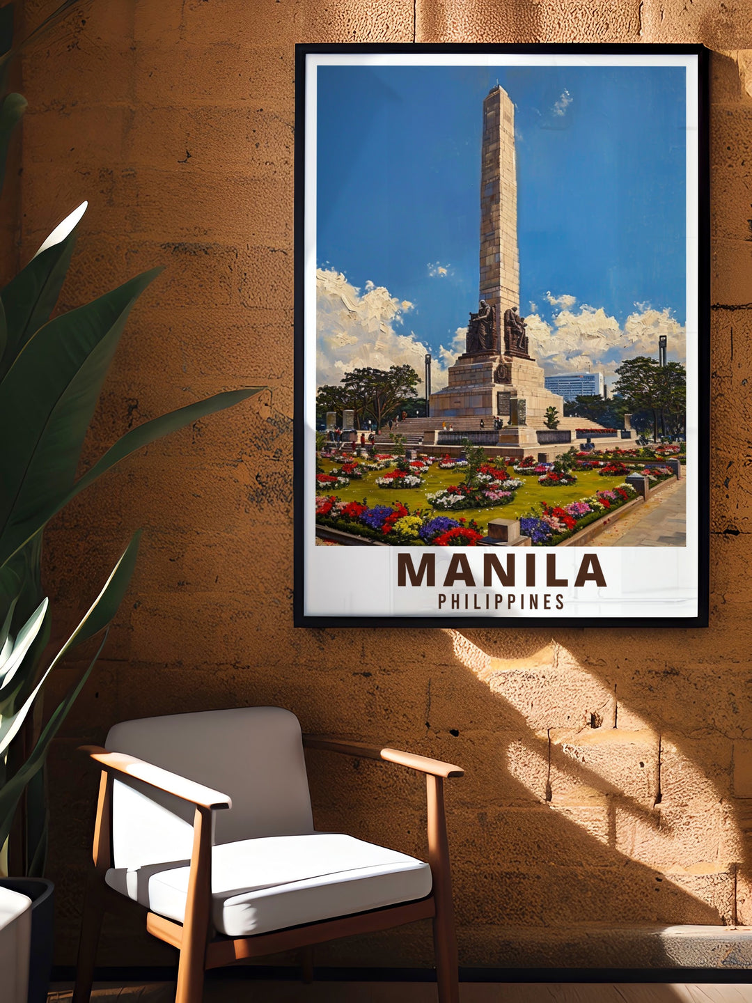 Featuring the stunning Rizal Monument, this Manila Travel Print combines history and modern design to create a beautiful piece of art. Perfect for framing, this poster will bring the essence of Manila into your living space.