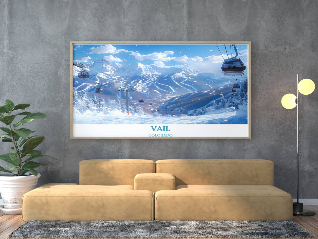 Vail Ski Resort Colorado print, offering a stunning visual reminder of one of the worlds best ski destinations. Perfect for decorating your home or office with adventure and elegance.