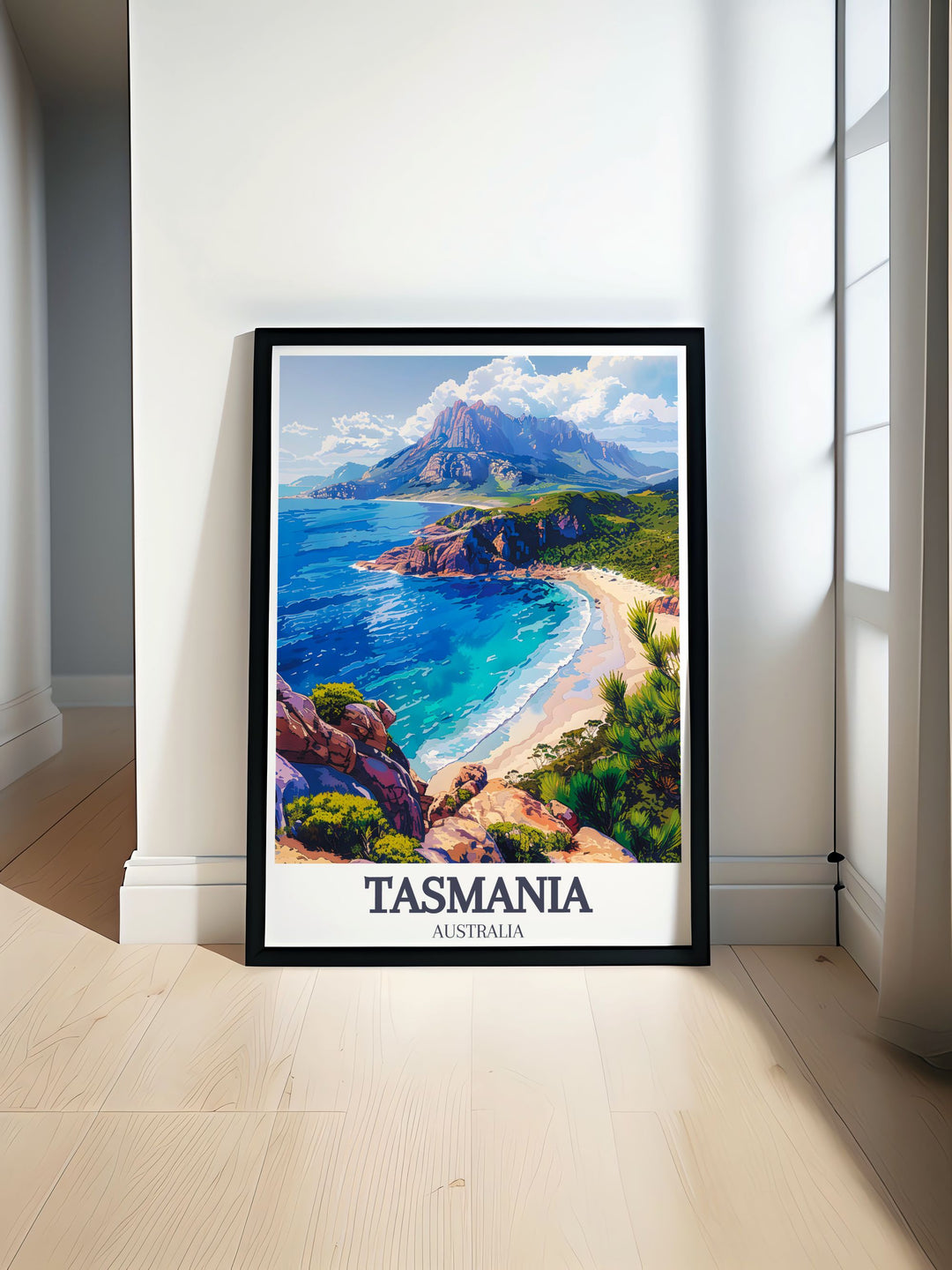 Discover the beauty of Wineglass Bay Hazards Range with stunning prints perfect for Australia wall art and Tasmania decor. Add a touch of elegance to your home with these high quality Australia travel art pieces capturing the charm of Tasmania.