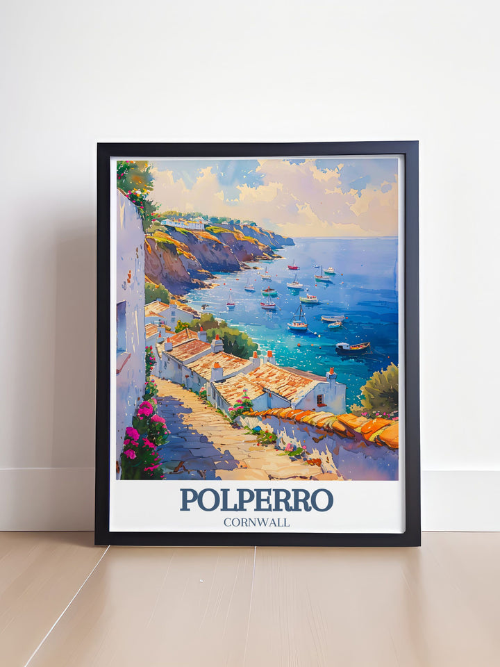 Exquisite Polperro Harbour artwork capturing the charm of the fishing village and harbor in Polperro Cornwall