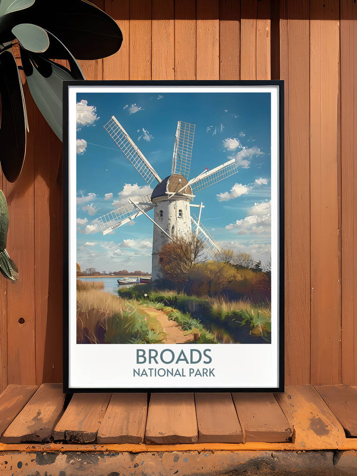 Celebrate the beauty of the Norfolk Broads with this Thurne Windmill print. Ideal for gifts and home decor, this artwork features the iconic Thurne Windmill set against the serene backdrop of the Broads National Park.
