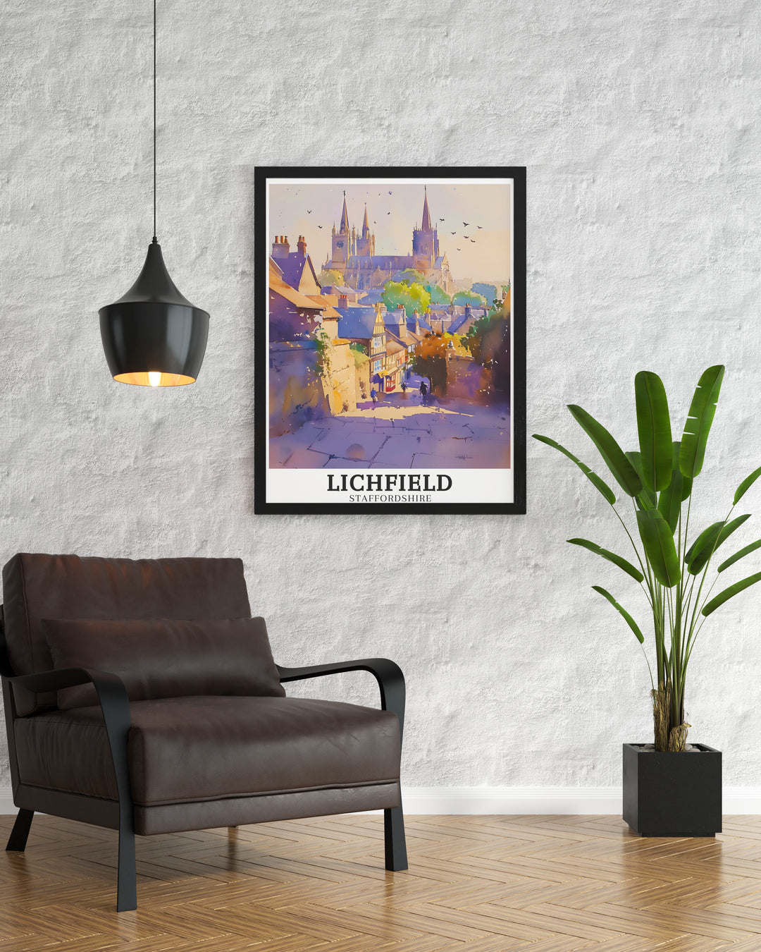 Featuring the iconic Lichfield Cathedral and the serene beauty of The Close, this travel print offers a stunning representation of one of the UKs most admired landmarks. Ideal for history and architecture lovers, this poster brings a piece of Staffordshires heritage into your home.