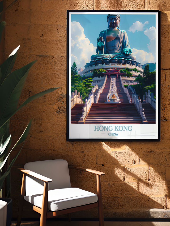 Celebrating the dynamic skyline of Hong Kong, this travel poster features the citys iconic skyscrapers and vibrant streets. Perfect for those who love urban landscapes, this artwork captures the energetic spirit of Hong Kong.