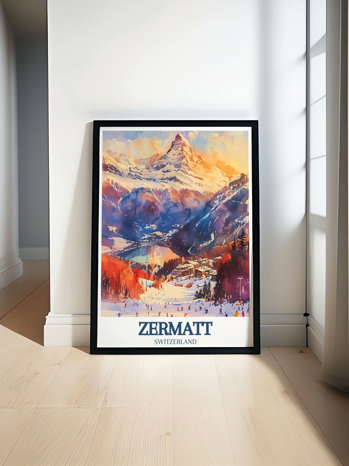 Sunnegga Paradise Rothorn Leisee Lake Ski Resort Artwork showcasing majestic alpine views and serene lake scenery in modern prints