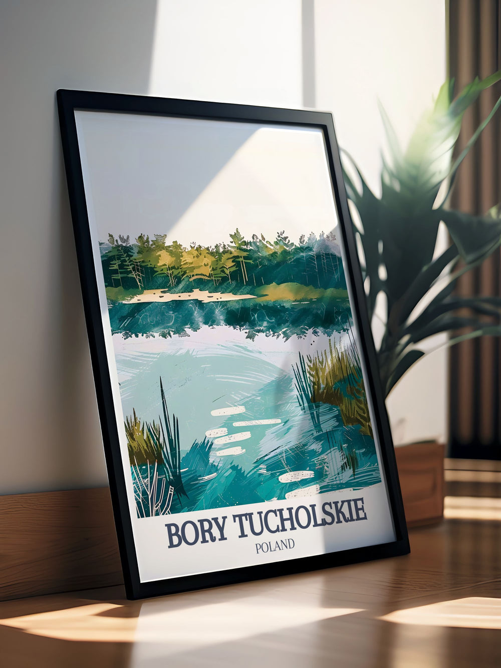 Experience Poland travel with Bory Tucholski prints showcasing Wdzydze Landscape Park and Charzykowskie Lake. These travel posters make perfect Poland gifts with serene landscapes and elegant decor options for home or office environments.