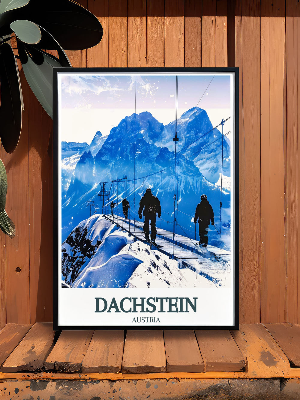 Vivid Dachstein Skywalk, Alps artwork capturing the majestic peaks and serene glaciers of Dachstein Mountain an ideal Austria travel print for nature enthusiasts and art lovers looking to bring the outdoors inside.