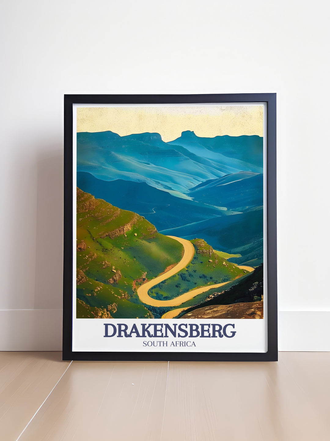 This Drakensberg Poster Print highlights the grandeur of South Africas highest peaks, along with the famous Sani Pass and Royal Natal National Park. Its an excellent way to bring the spirit of adventure into any space.