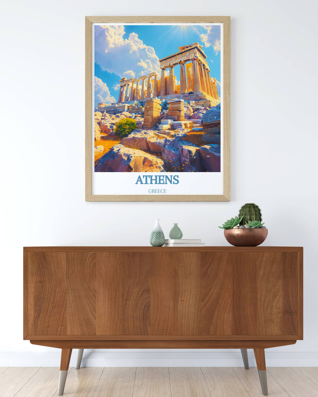 Acropolis surrounded by spring blooms, a picturesque scene captured in vivid detail in this beautiful wall decor.