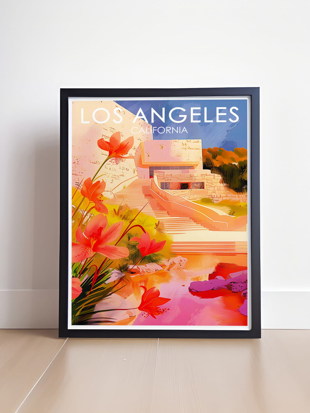 Getty Centre wall art depicting the iconic museum in Los Angeles offering a blend of modern and classic aesthetics perfect for elevating your home decor and adding a touch of elegance to your collection of California wall art
