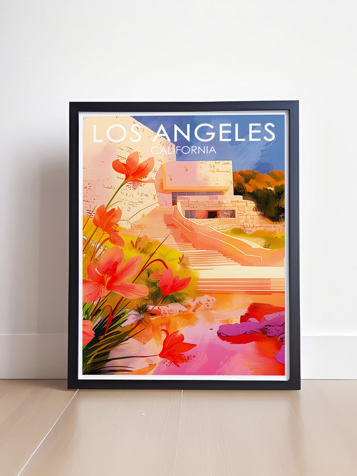 Getty Centre wall art depicting the iconic museum in Los Angeles offering a blend of modern and classic aesthetics perfect for elevating your home decor and adding a touch of elegance to your collection of California wall art