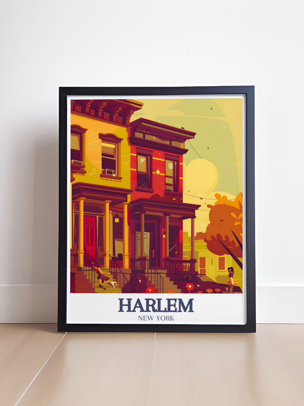 This Harlem travel poster captures the unique charm of the neighborhoods brownstones and East Harlems vibrant atmosphere. A great addition to any wall decor for fans of New York City and urban art.