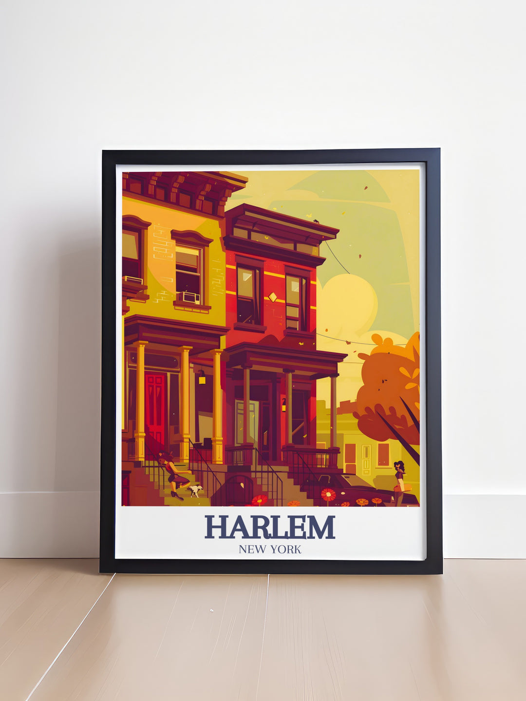 This Harlem travel poster captures the unique charm of the neighborhoods brownstones and East Harlems vibrant atmosphere. A great addition to any wall decor for fans of New York City and urban art.