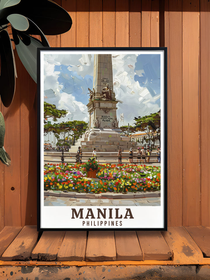 Our Manila Travel Print showcases the iconic Rizal Park with a modern twist, capturing the spirit of the city. Perfect as a gift for Manila lovers or those looking to add city inspired art to their home.