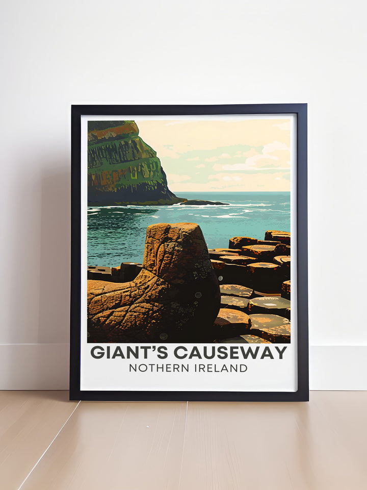 Illustration of the Giants Boot near Giants Causeway, highlighting the peculiar rock formation and its connection to the legendary tales of Finn McCool, offering a glimpse into the natural and mythical beauty of Northern Ireland.
