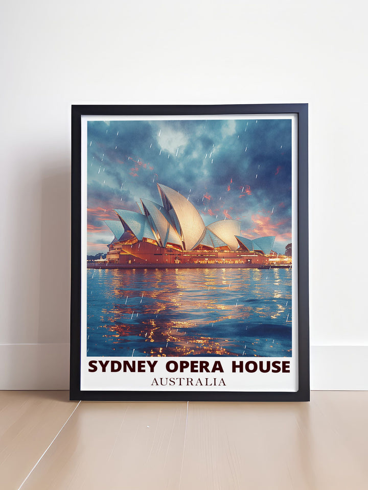 Bondi Beach print featuring the Sydney Opera House in a vintage style ideal for those who love the beach and want to keep a piece of Sydneys sunny paradise close by