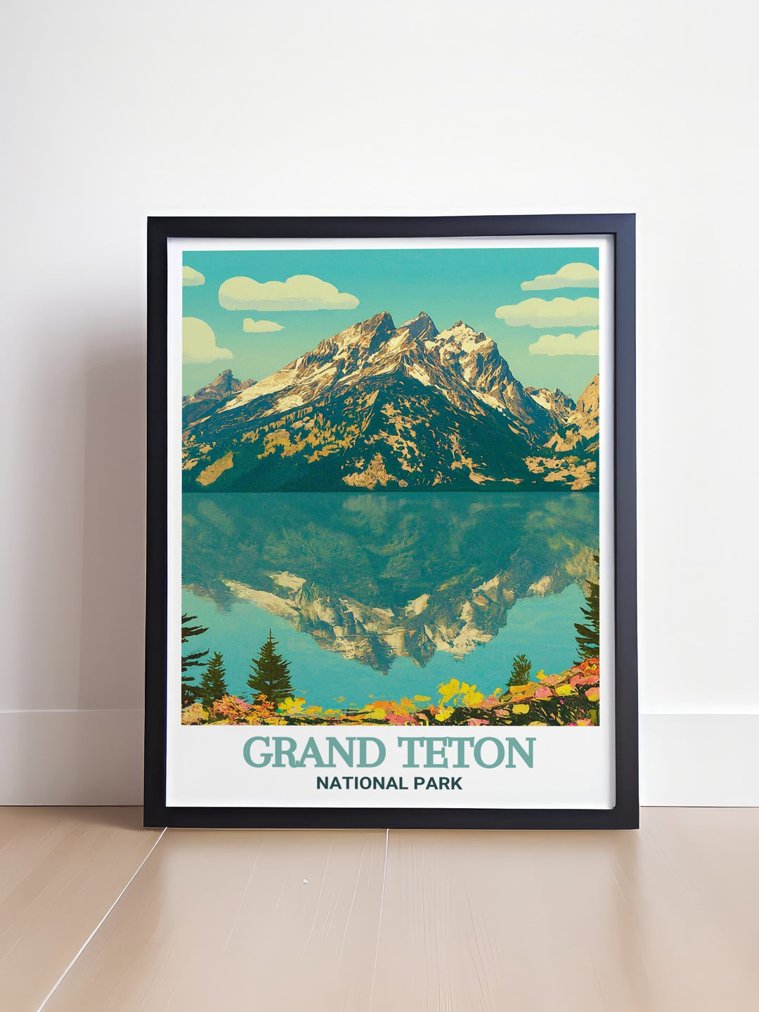 Experience the natural beauty of Grand Teton National Park with this Jenny Lake travel poster. The detailed depiction of the lakes serene waters and the majestic mountains makes this artwork a standout piece, perfect for adding a touch of Americas wilderness to your decor.