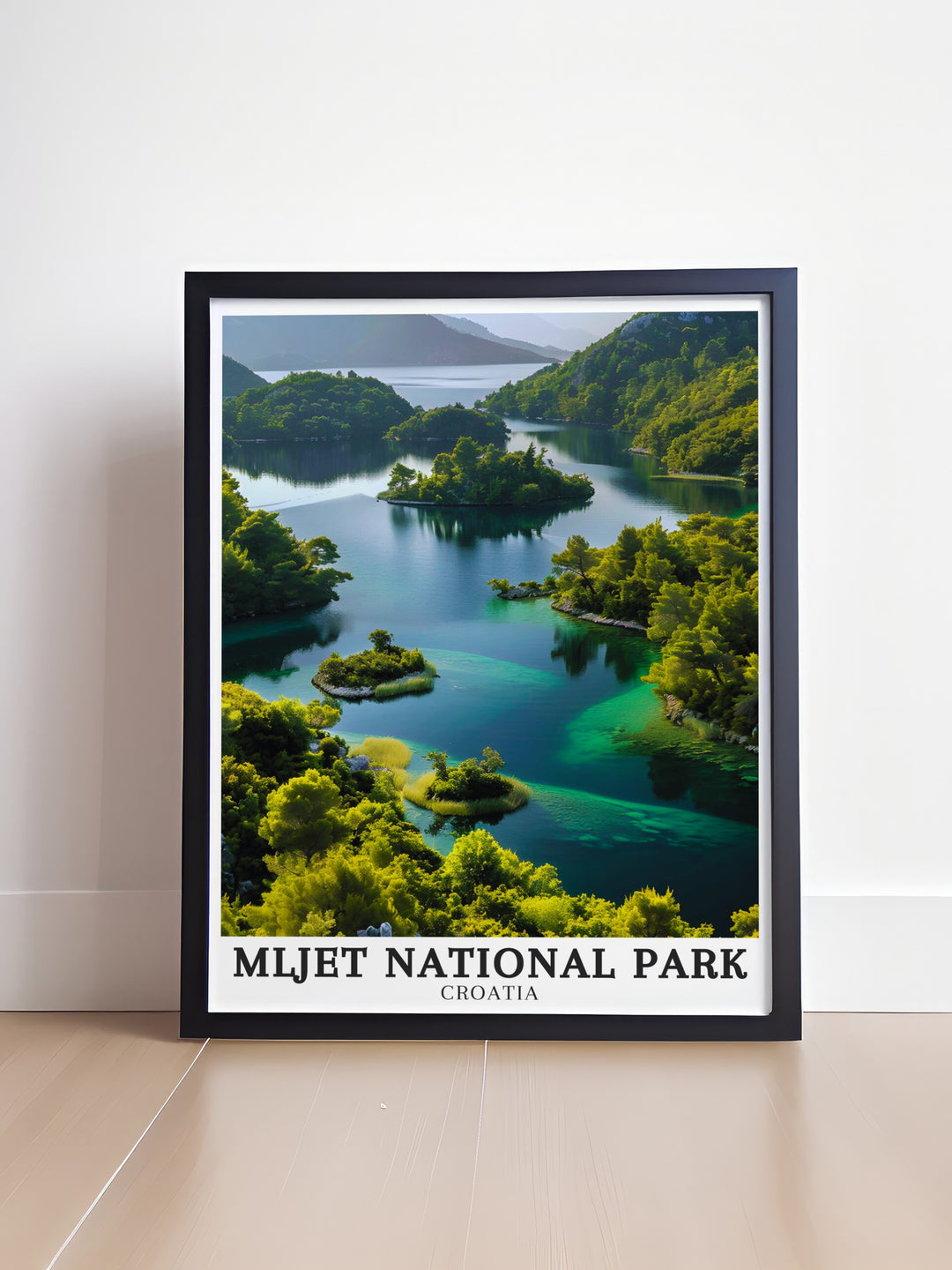 Mljet National Park Print brings the serene beauty of Veliko and Malo Jezero lakes into your home. This artwork captures the peaceful ambiance of the lakes, offering a daily reminder of the tranquility that can be found in Croatias most pristine landscapes. Ideal for any space, this print adds a touch of natural elegance to your decor.