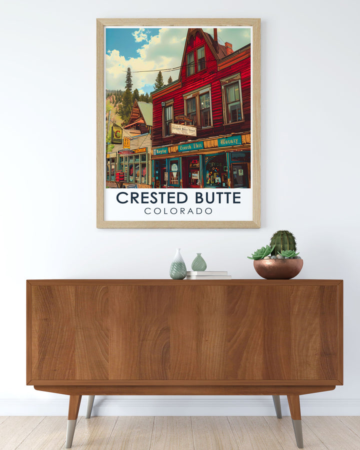 High quality Crested Butte Mountain Resort prints featuring vivid illustrations of Colorados iconic slopes and stunning vistas making them an excellent addition to any Colorado wall decor collection or as a thoughtful gift for nature enthusiasts.