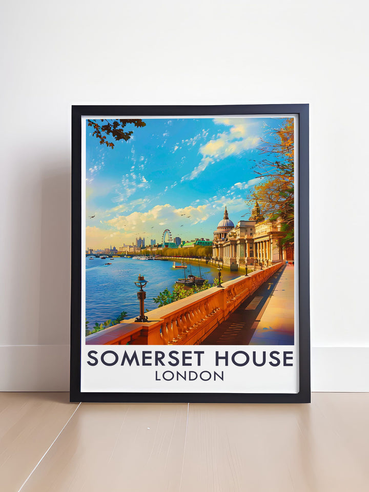 Elegant London Travel Poster with Hyde Park and Buckingham Palace The river terrace Stunning Prints for sophisticated home decor