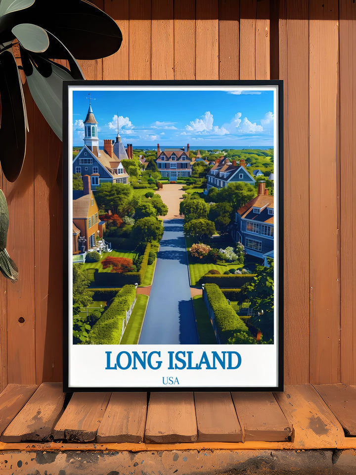 Featuring the picturesque Hamptons beaches, this poster offers a visual representation of one of New Yorks most luxurious destinations, ideal for travelers seeking a sophisticated retreat.