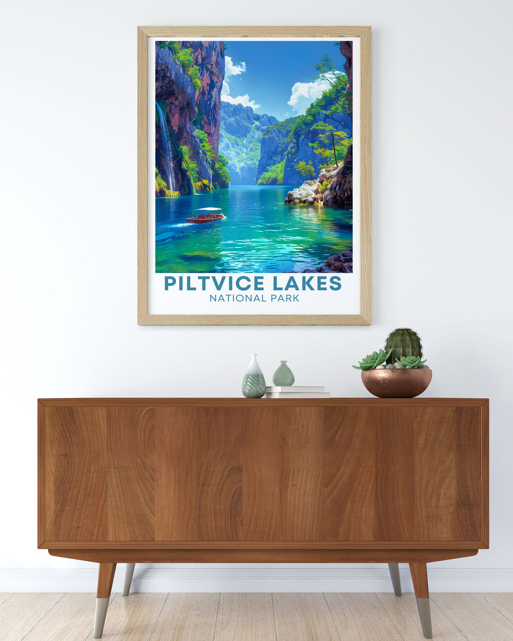 Stunning Kozjak Lake print showcasing the natural beauty of Plitvice Lakes this artwork captures the essence of Croatias picturesque scenery making it an excellent addition to any living room bedroom or office space a must have for art and travel lovers