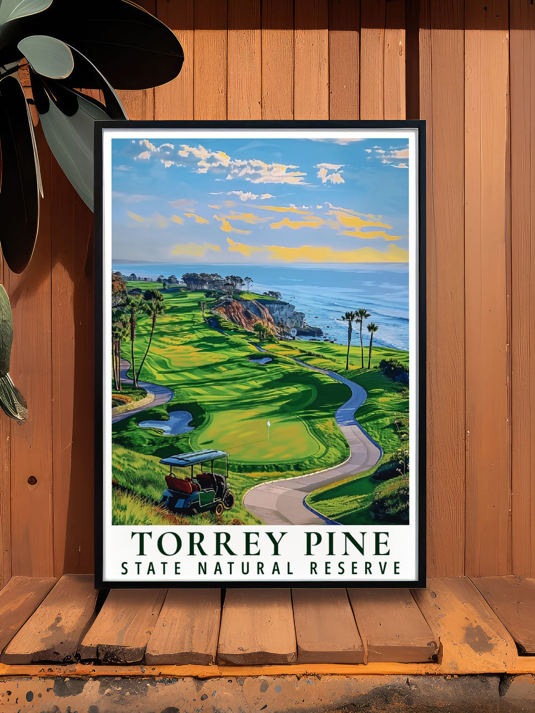 Beautiful Torrey Pines poster with colorful beach design and golf course perfect for Christmas gifts and enhancing any living space