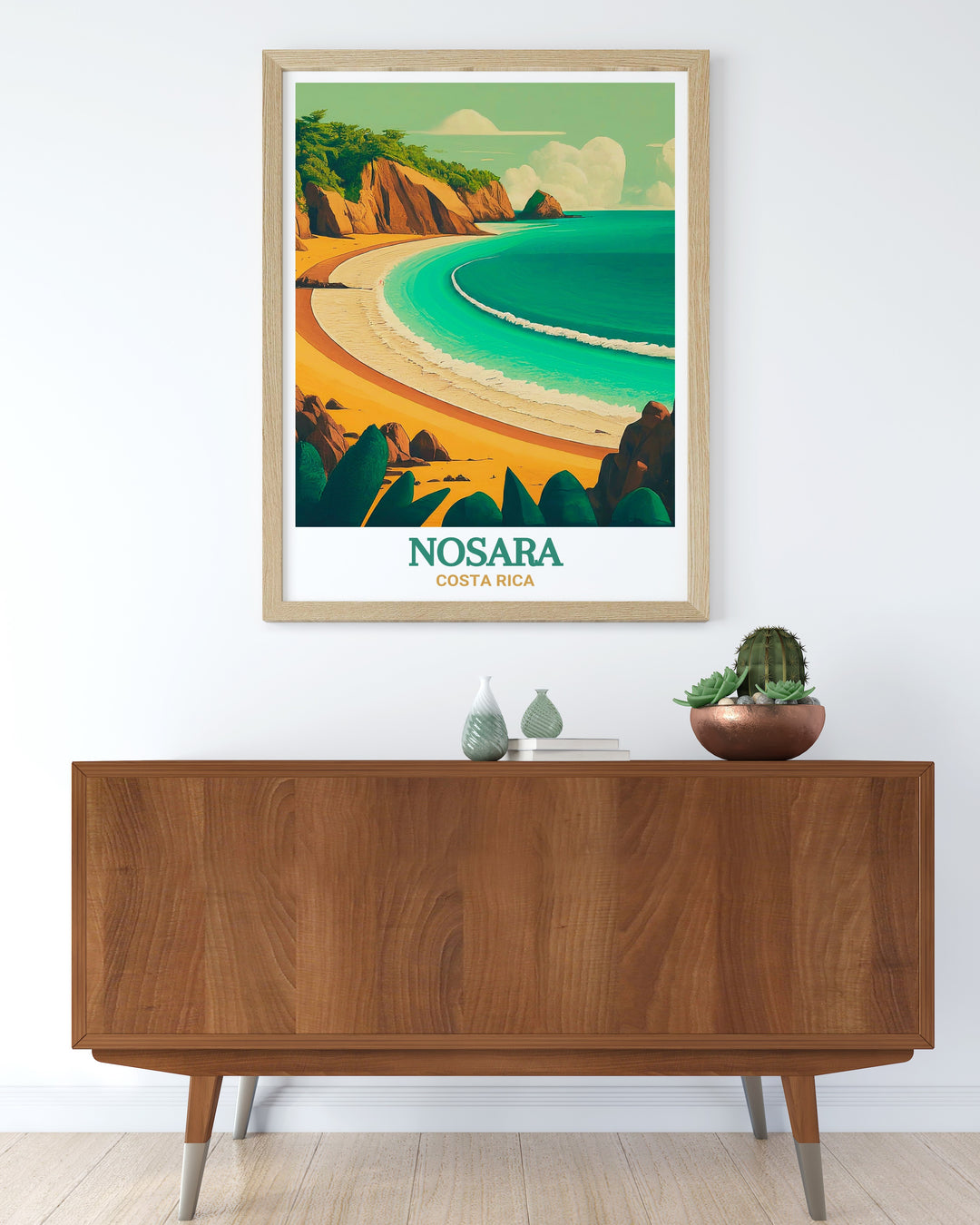 The unspoiled charm of Playa Pelada in Nosara, Costa Rica, is showcased in this elegant print. The artwork reflects the beachs peaceful ambiance and stunning scenery, offering a glimpse into one of Costa Ricas most serene locations. Perfect for creating a soothing atmosphere in your home, this piece celebrates the beauty of nature.