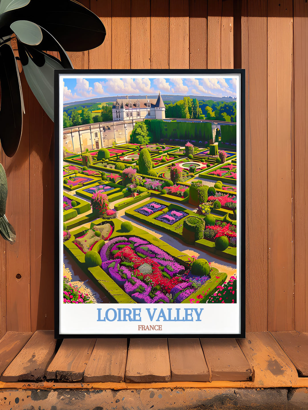 Château de Villandry stands majestically in this stunning Loire Valley print. Perfect for creating elegant home decor this artwork brings the charm of Frances most famous region into your living space with beautiful craftsmanship and rich detail.