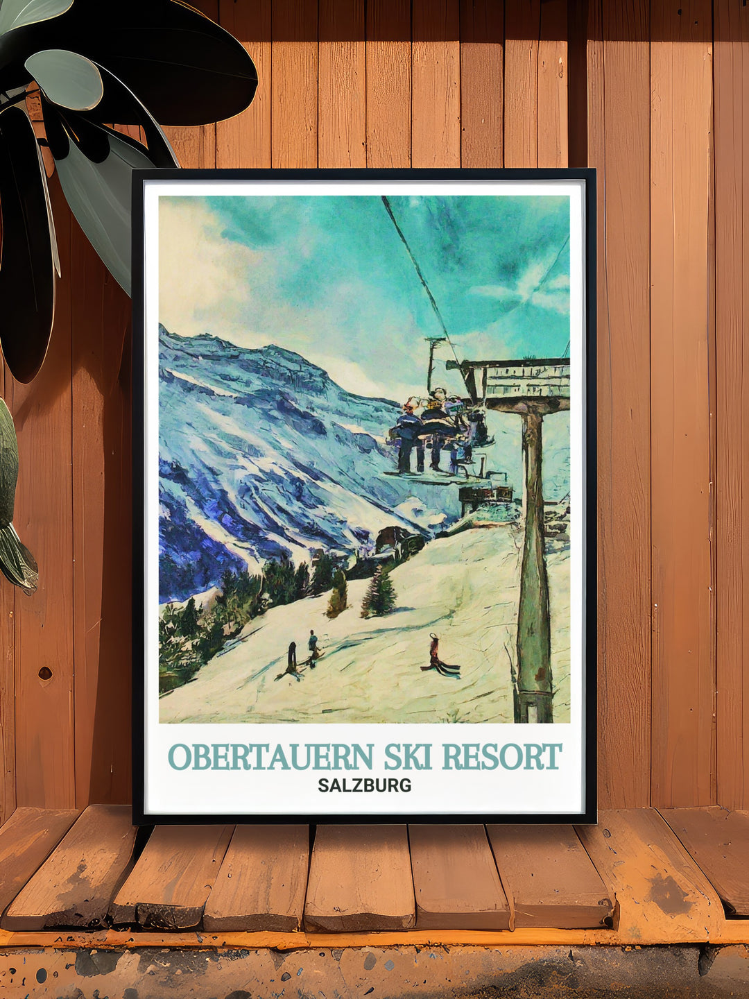 Celebrate the beauty of Obertauern Ski Resort with this vintage travel poster featuring the Edelweissbahn Chairlift and Salzburgs snowy landscape. Perfect for decorating your home with a touch of Austrian skiing charm.