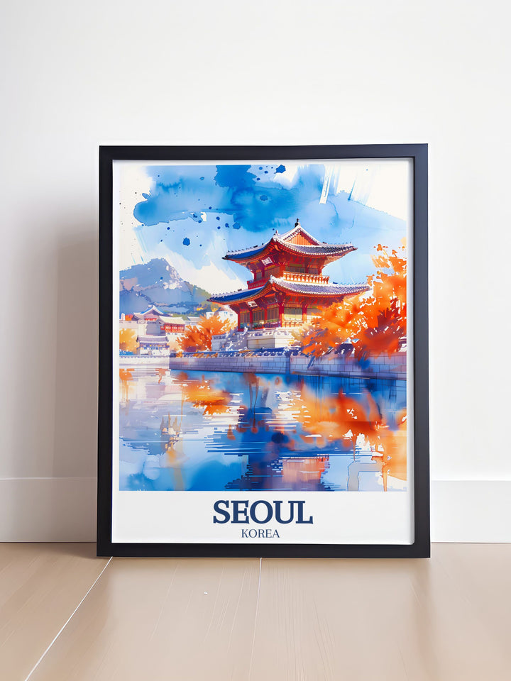Vivid Seoul Photo of Gyeongbokgung Palace and Han River ideal for home decor or as a traveler gift showcasing the beauty and cultural heritage of South Korea a great addition to any wall