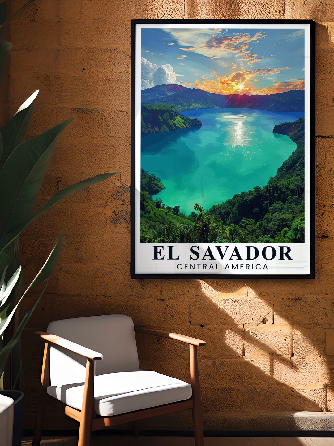 Featuring the iconic Lake Coatepeque, this travel poster offers a glimpse into the volcanic landscape of El Salvador. The rich colors and detailed design make it an ideal addition to any home or office for those who appreciate Central Americas natural beauty.