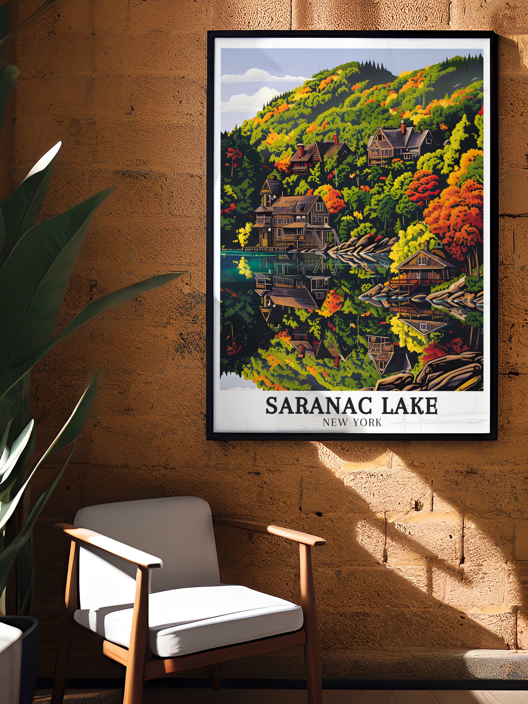 Capture the beauty of New York State with this Adirondack Mountains and Adirondack Park print featuring Saranac Lake This art piece adds a modern touch to your living space while showcasing the best of New Yorks outdoor landscapes