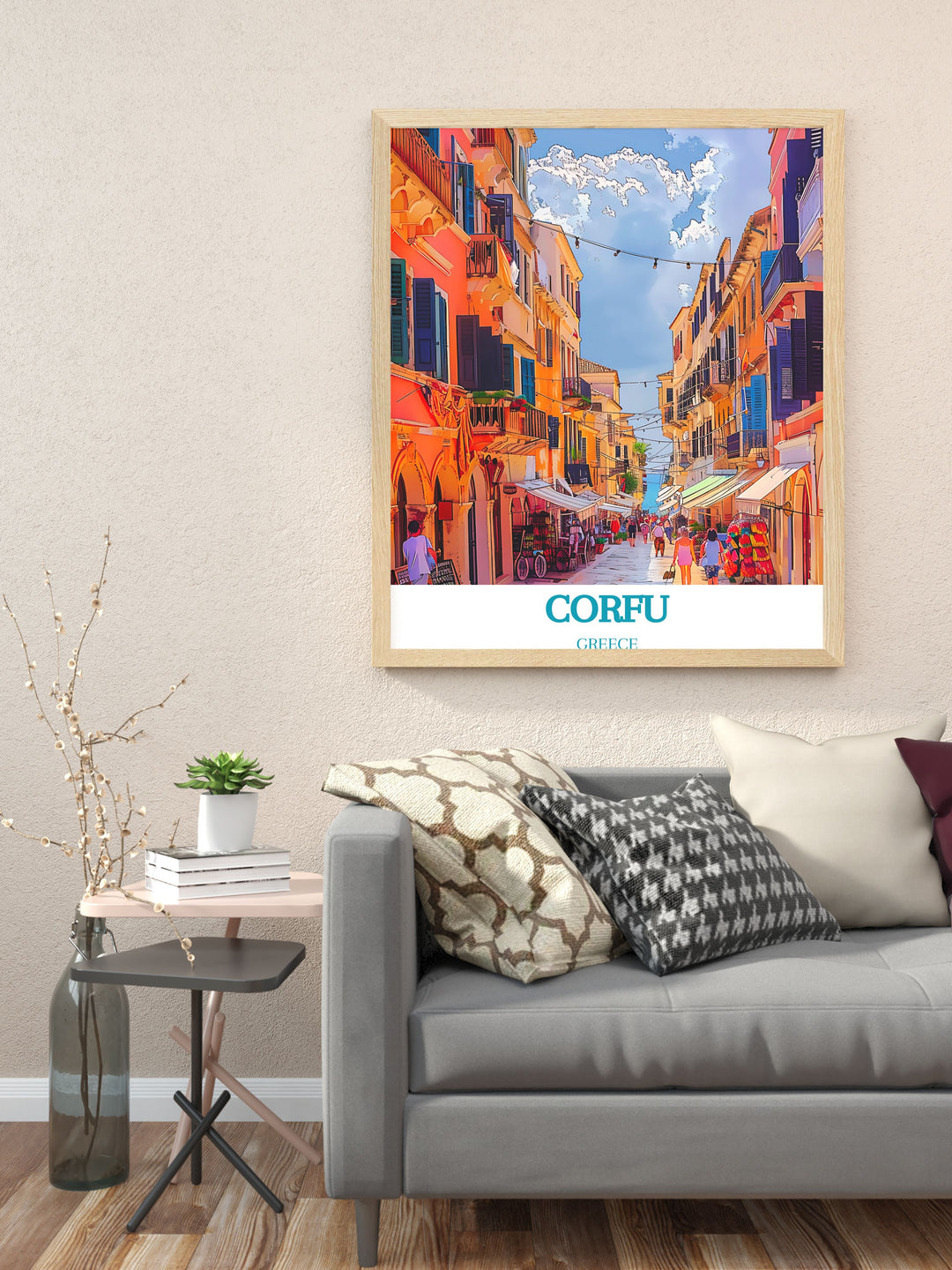 Corfu Island art highlighting the beauty of Old Town makes an excellent travel gift