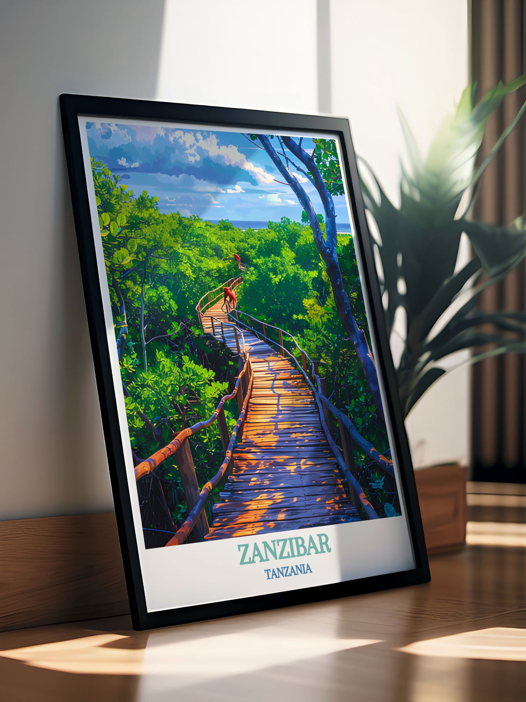 Vintage Jozani Forest prints capturing the enchanting landscapes and rich biodiversity of Zanzibar perfect for enhancing your home decor with unique and timeless art pieces that celebrate the natural beauty of the forest.