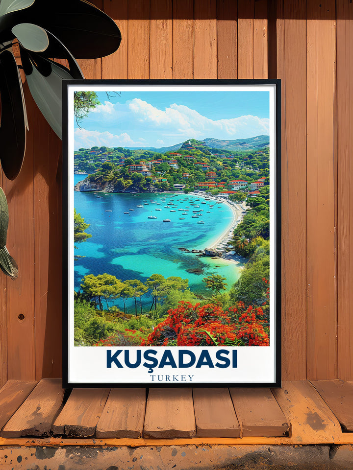 Elegant Pegion Island poster print that showcases Turkeys picturesque island views. This Turkey travel artwork is perfect for adding a touch of culture to your home decor and makes a thoughtful gift for anyone who loves Turkish travel destinations.